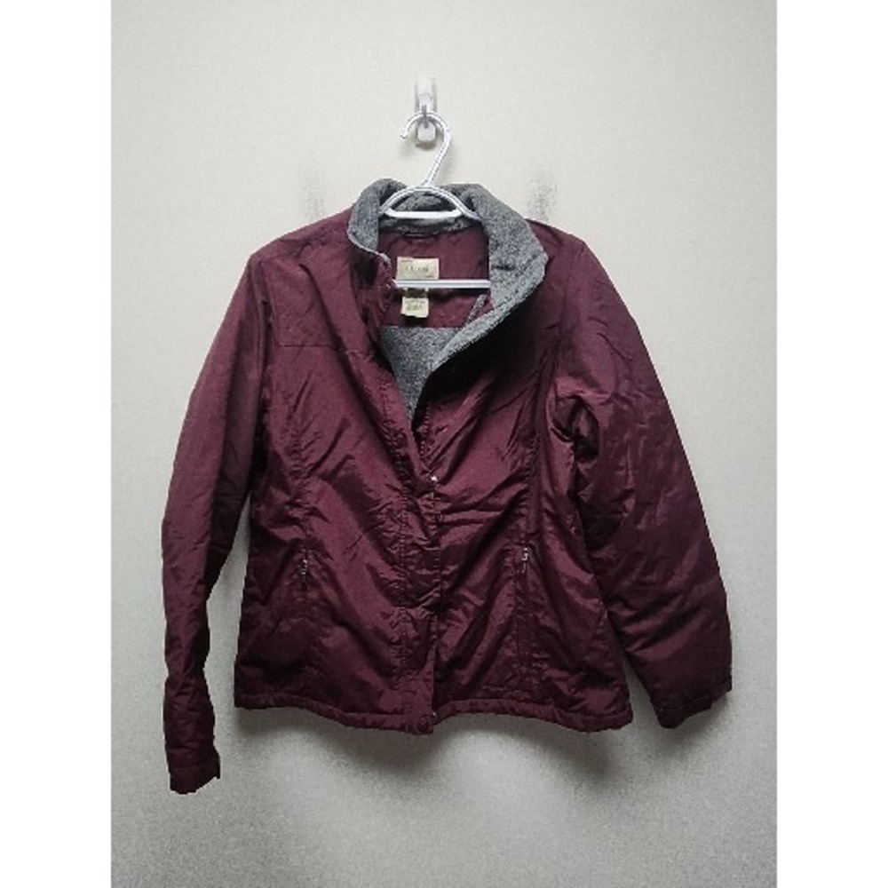womens ll bean size Medium nylon coat purple Zip
